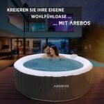 Arebos Whirlpool 6 Personen Ø208cm, 130 Massagedüsen, Heizung – Bild 2