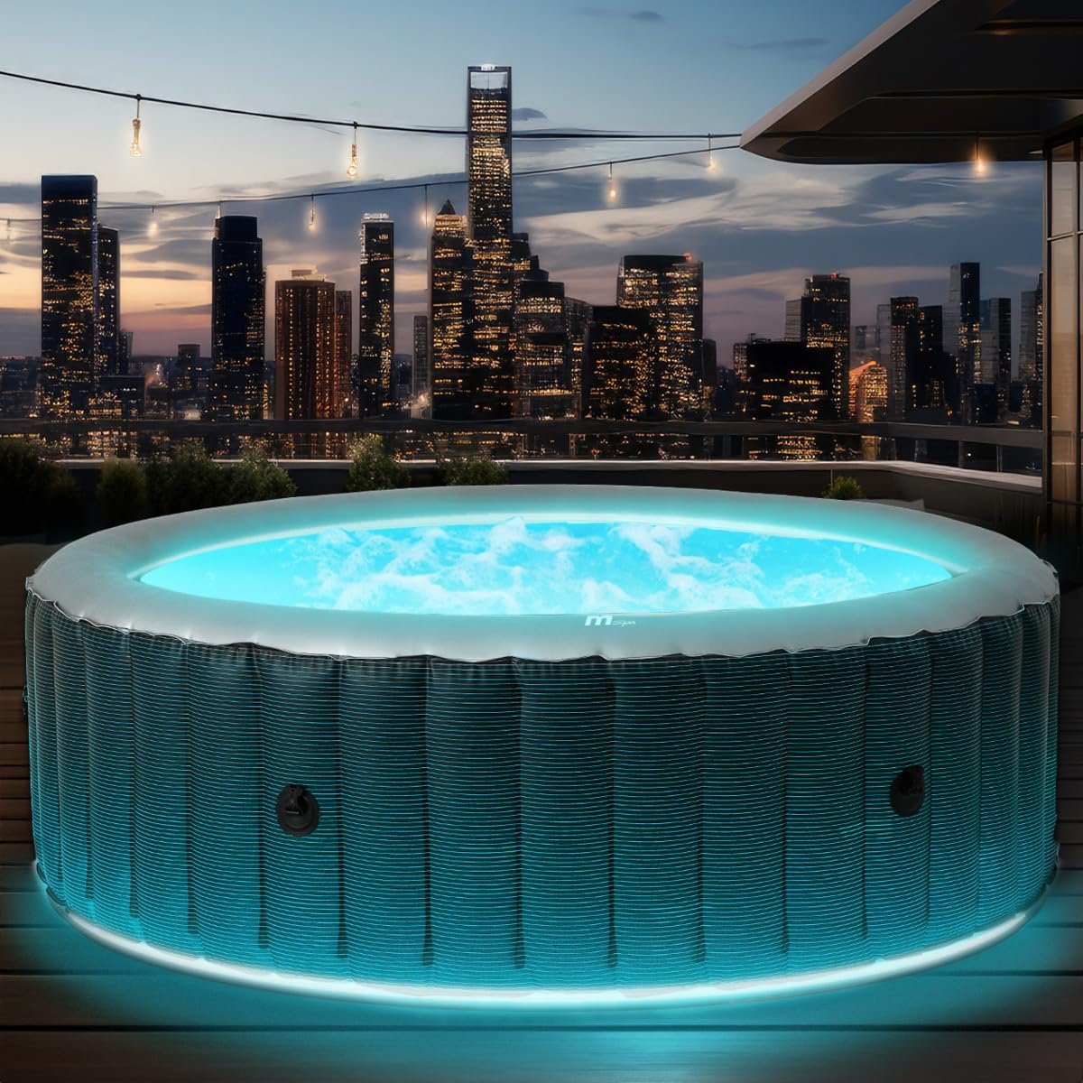 71bRoS3FGML MSpa Starry Whirlpool 6 Personen Ø204x70cm, 138 Massagedüsen, LED – Bild 1