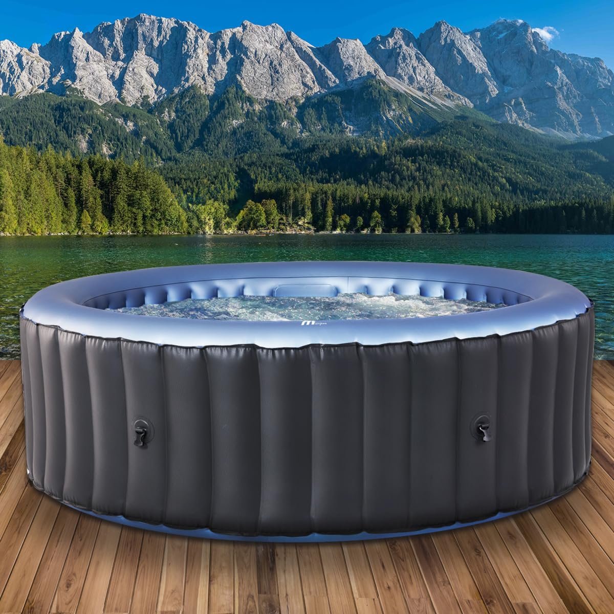 71xFCzeK_NL MSpa Bergen Whirlpool 8 Personen Ø224x70cm, 144 Massagedüsen, LED – Bild 1
