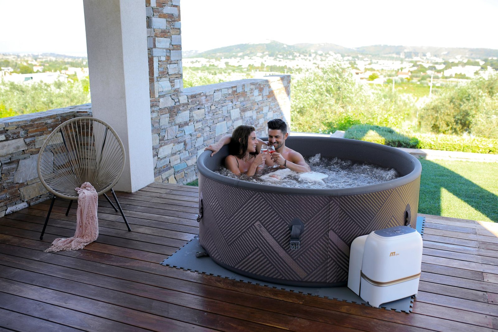 81XkZNaanDL MSpa Mono Eco Whirlpool 8 Personen 192x192x65cm, 144 Massagedüsen, PTC-Heizung – Bild 1