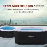 Arebos Whirlpool 6 Personen Ø208cm, 130 Massagedüsen, Heizung – Bild 5