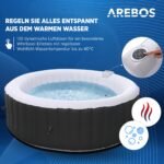 Arebos Whirlpool 6 Personen Ø208cm, 130 Massagedüsen, Heizung – Bild 4