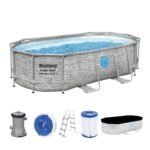 Bestway Power Steel Swim Vista Frame Pool 427x250x100cm, Filterpumpe, oval