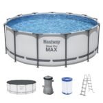 Bestway Steel Pro MAX Aufstellpool Ø396x122cm, lichtgrau, rund, Filterpumpe